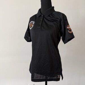 Harley Davidson Souther Thunder Women’s Polo Shirt Sz M Genuine Workwear US Flag